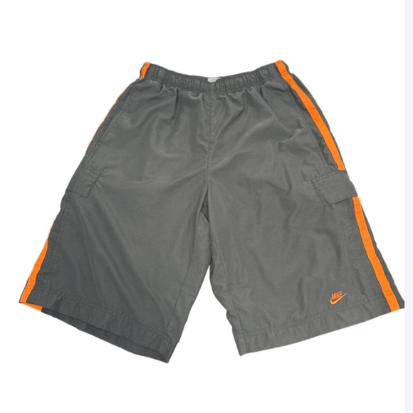 Nike Gray & Orange Board Shorts | Swim Trunks | Cargo Pockets | Size M - Picture 1 of 7